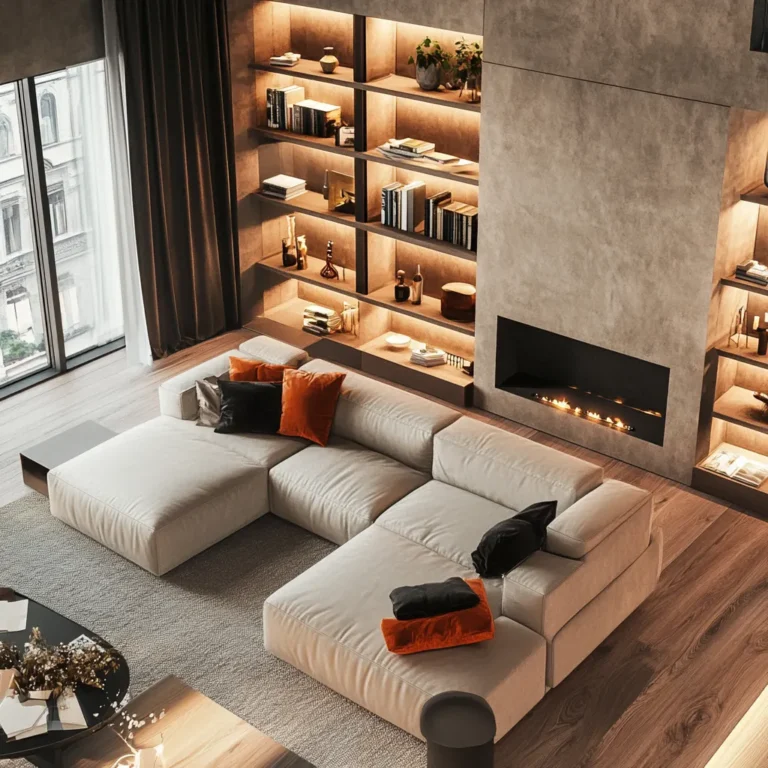 Awkward Living Room Layouts enhanced with modern lighting and neutral colors