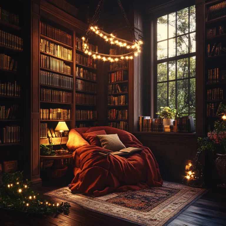 modern library interior with elegant library lights