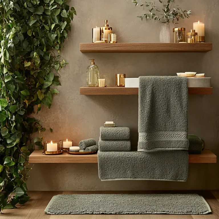 Modern Evergreen Fog bathroom with white marble accents