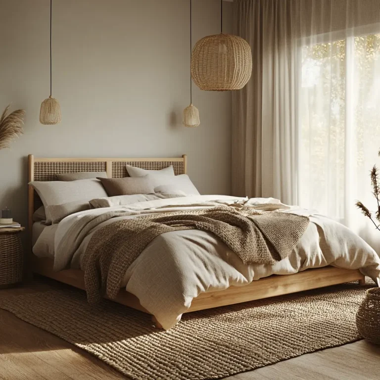 th cozy textures and natural light streaming in. Image Alt Attribute: Scandinavian bedroom inspo with cozy textures and minimalist decor.