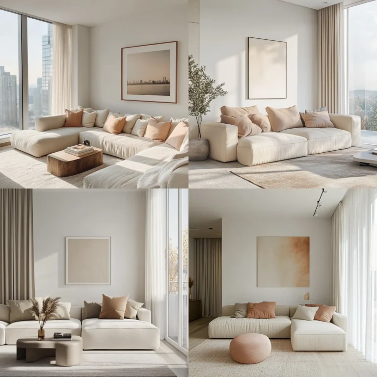 Minimalist apartment living room decor with light colors and modern furniture