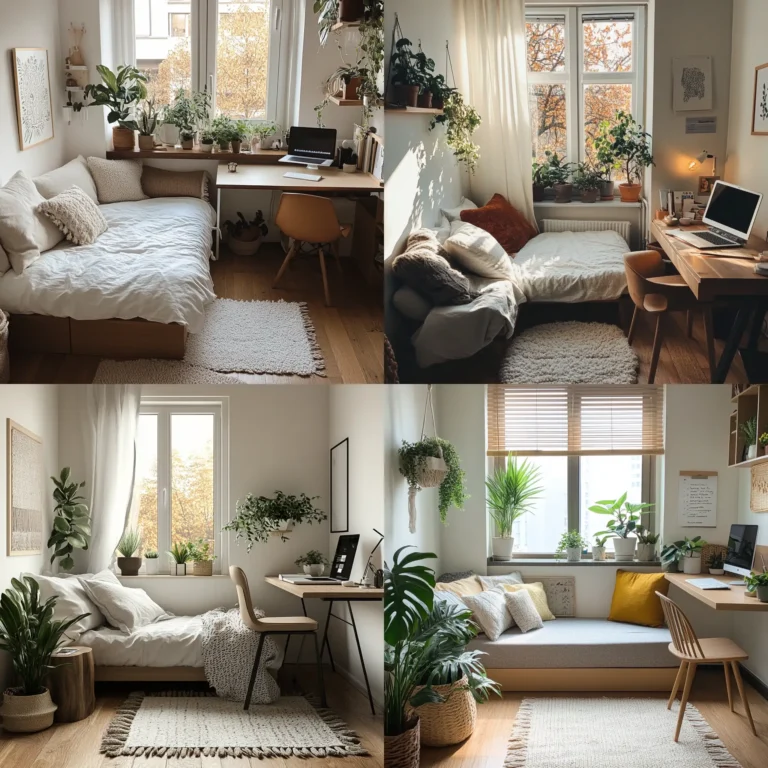 Small home office guest room combo with desk and daybed layout
