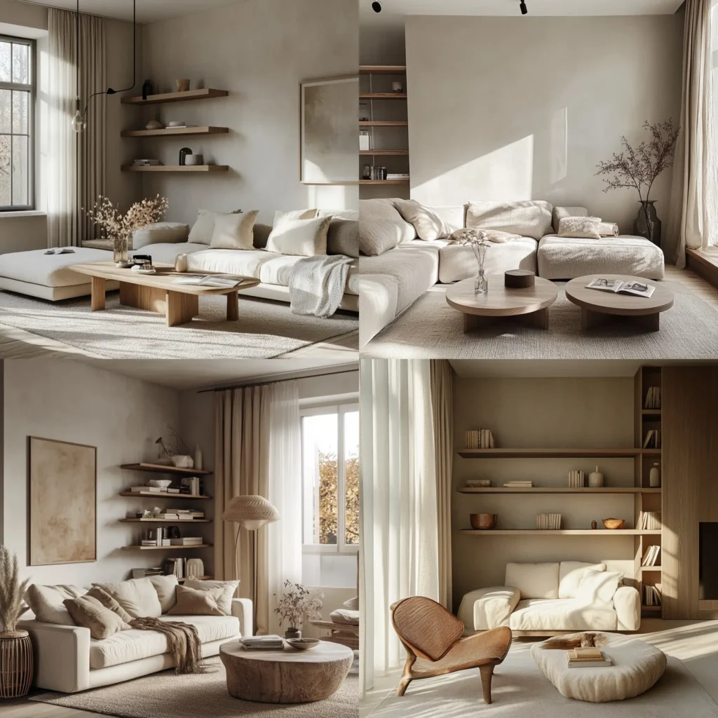 Modern living room apartment small with vertical storage and cozy decor
