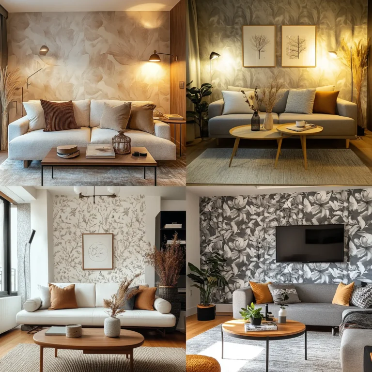 Renter friendly upgrades with peel-and-stick wallpaper in a modern apartment interior