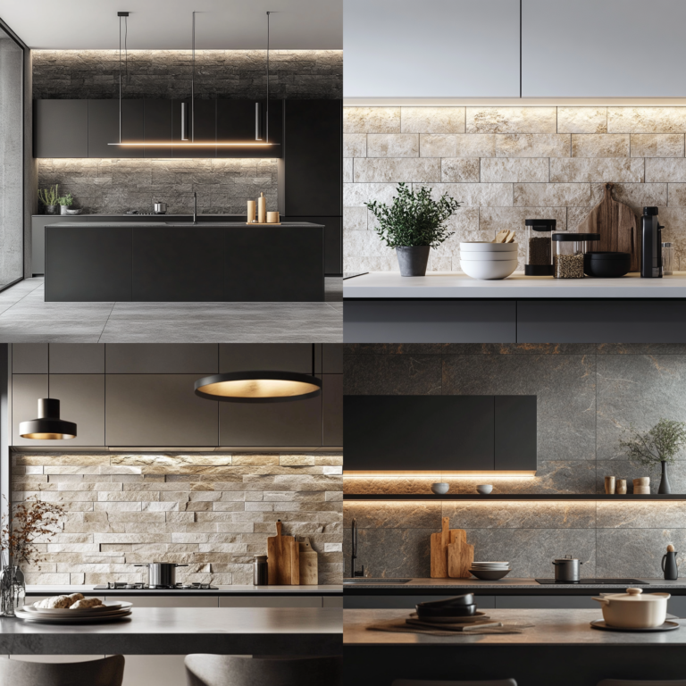 Easy-to-install peel and stick stone backsplash in a modern kitchen