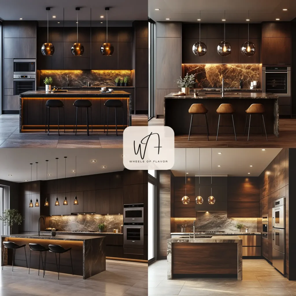 Dark wood cabinet depth in a modern kitchen design