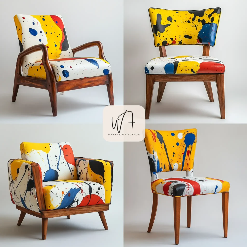 Hand painted chair with colorful abstract design