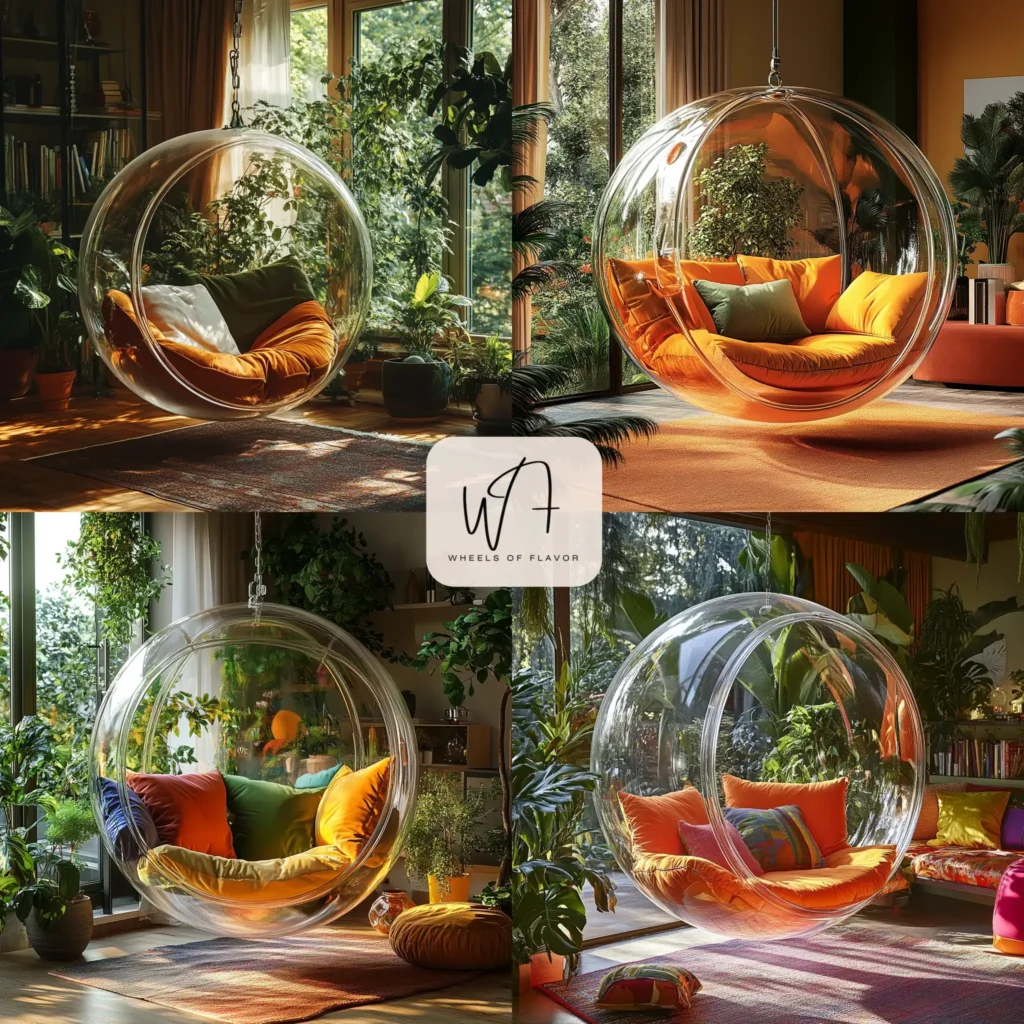 Weird furniture ideas - transparent bubble chair in modern living room