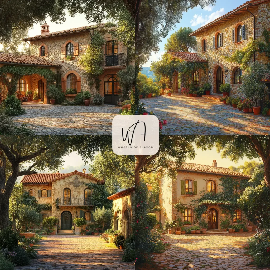 Cozy Tuscan house with stone walls and terracotta roof under golden sunlight