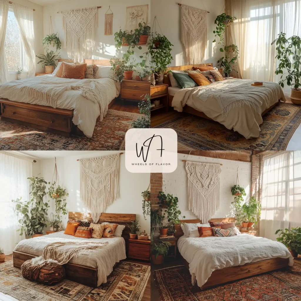 Cozy boho bedroom refresh on a budget with macramé wall art and layered textiles