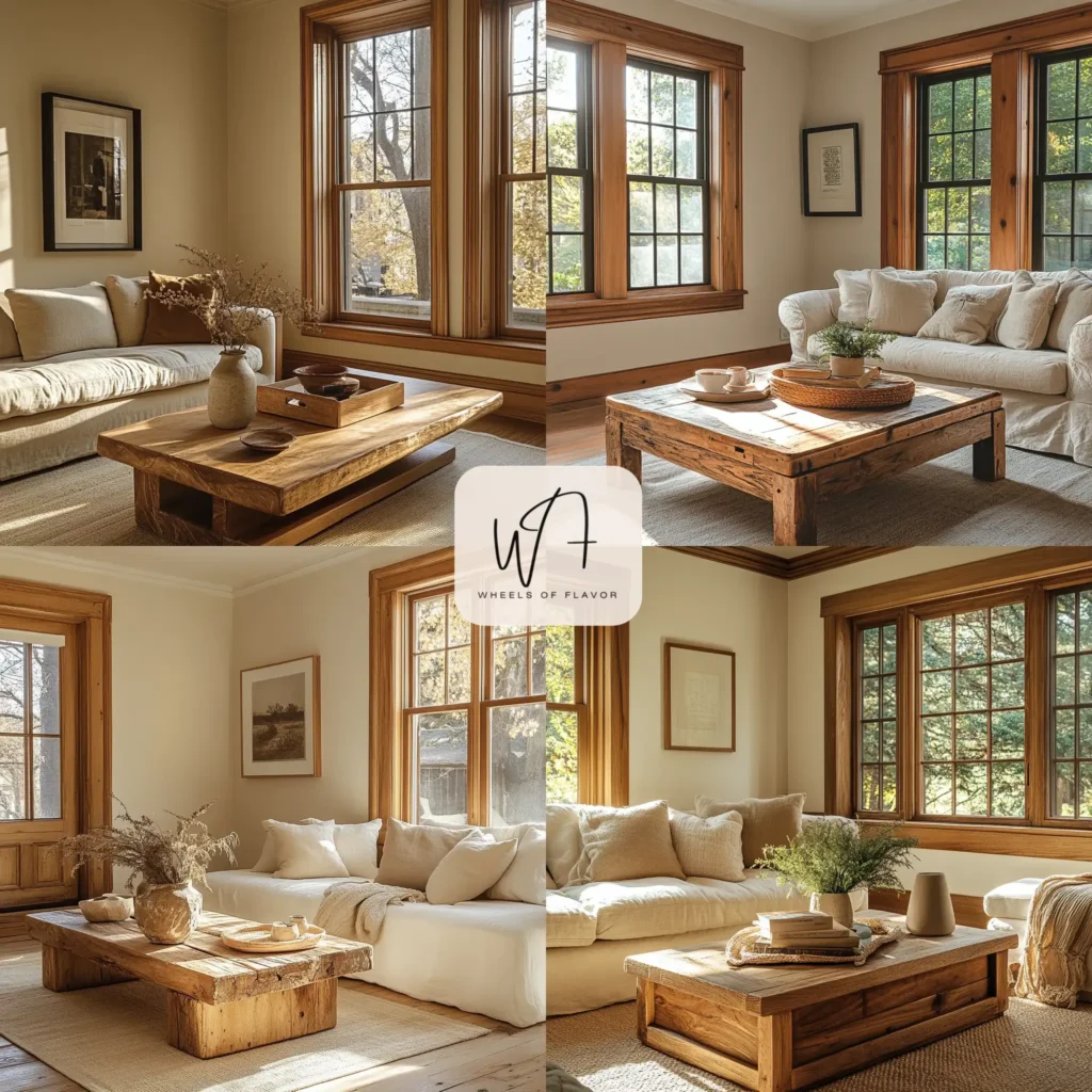 Natural wood baseboards in a cozy living room