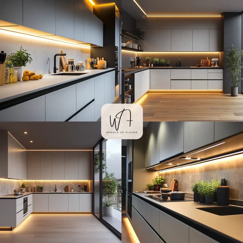 Modern cupboard look with LED lighting in a minimalist kitchen