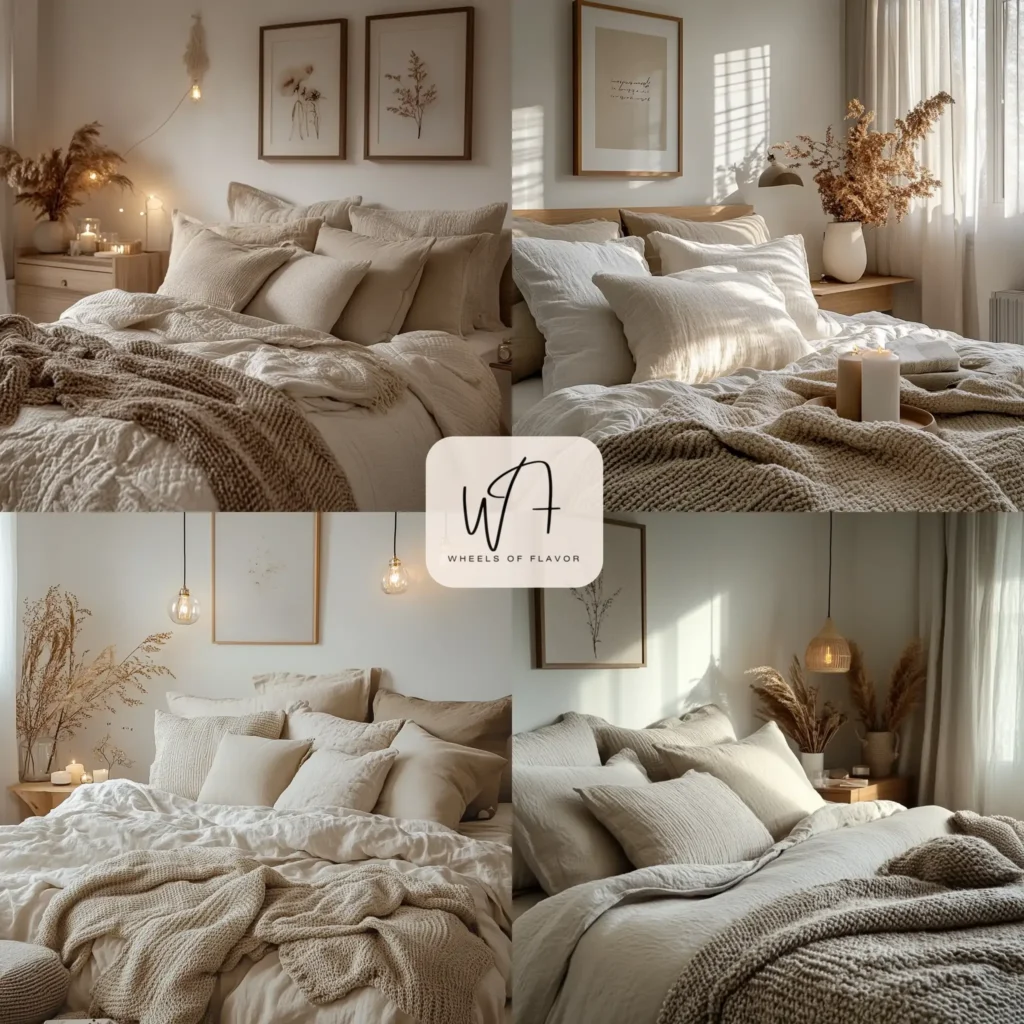 Cozy bedroom with layered bedding showcasing bedroom organization and style tips