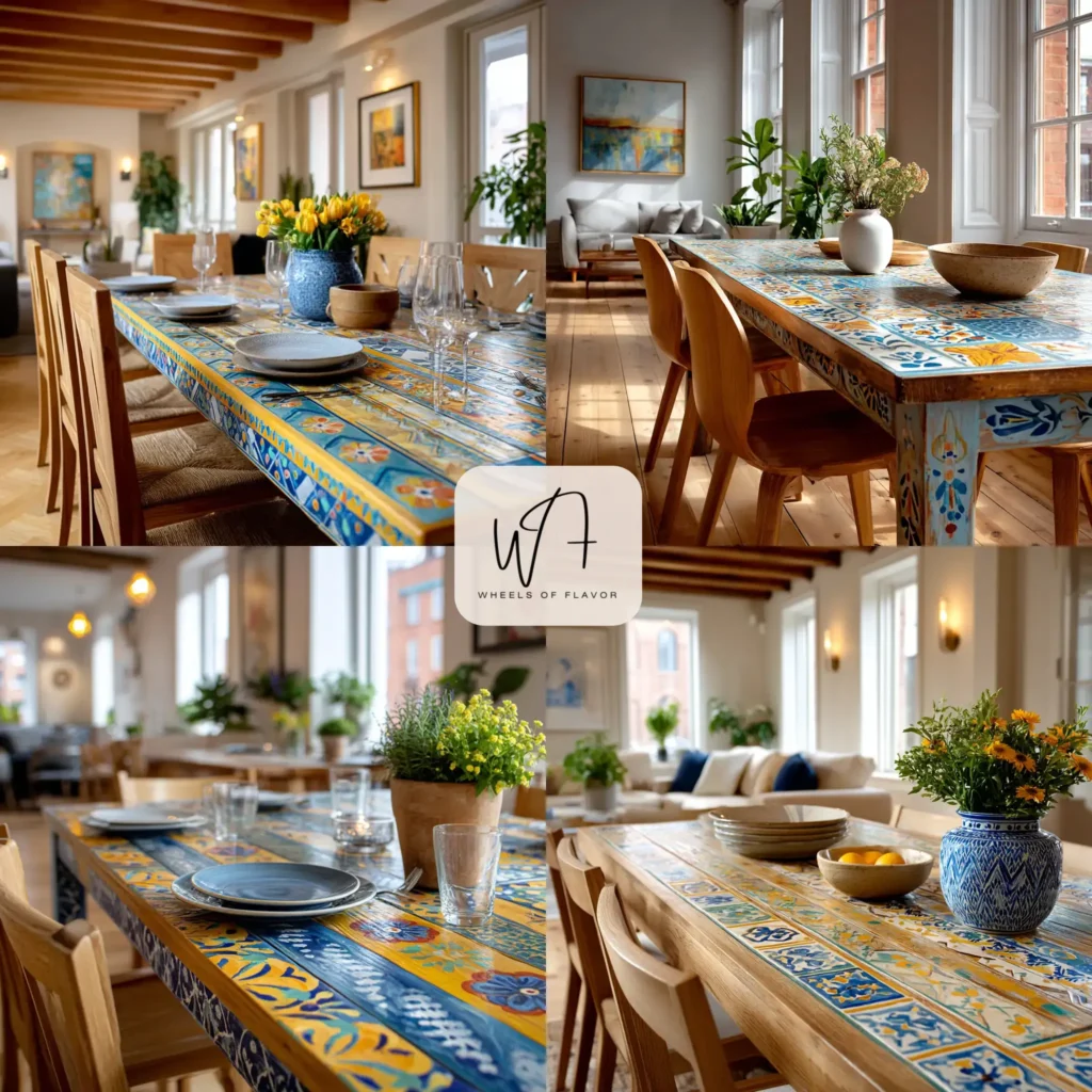 Vibrant Folk Art Furniture dining table in a cozy dining room