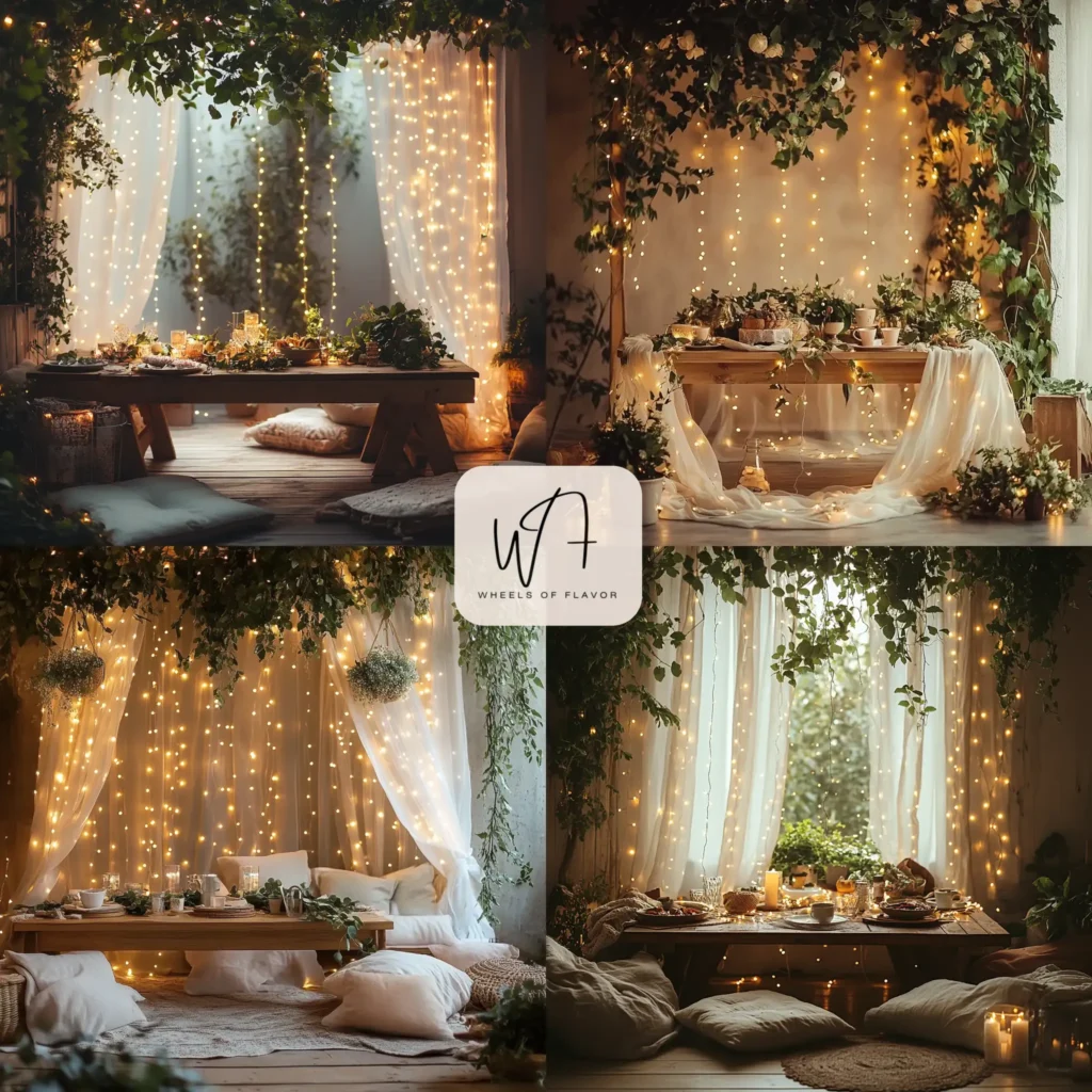 Cozy indoor party lighting ideas with fairy lights