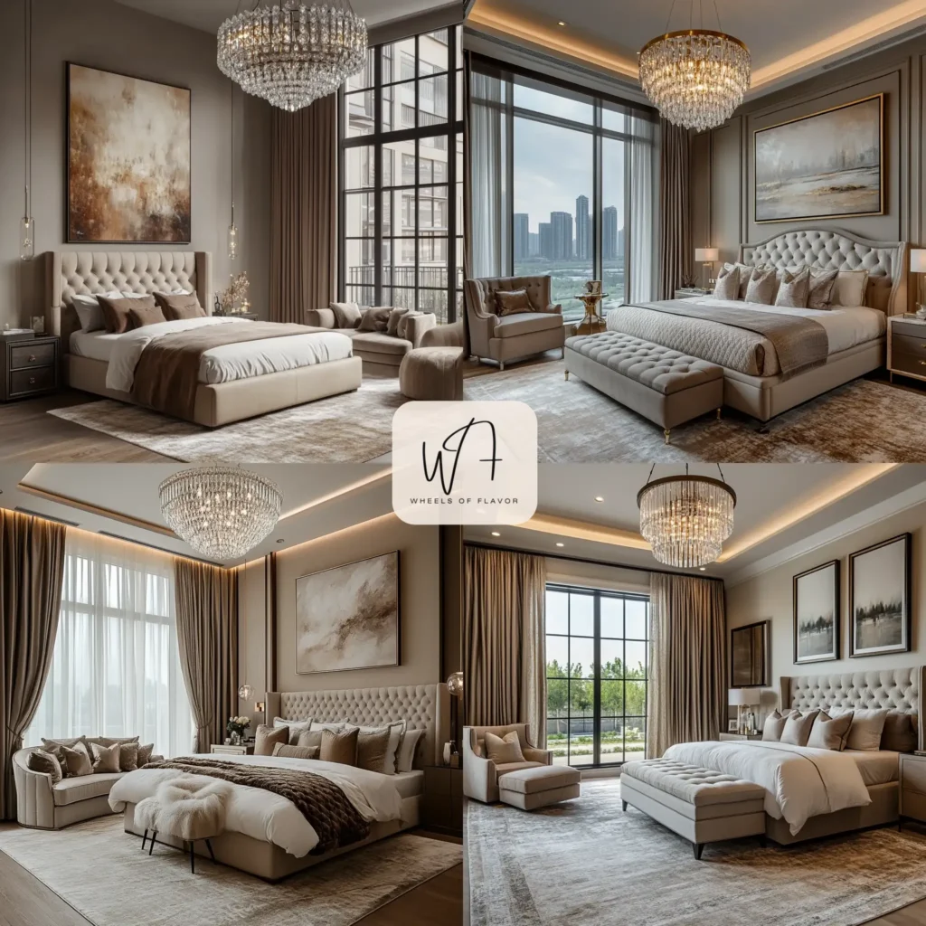 Modern luxury bedroom master with plush bed and elegant decor