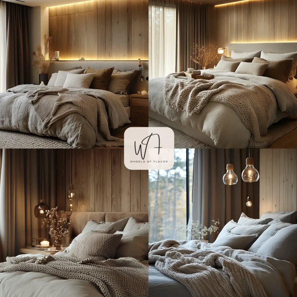 Monochromatic bedroom serenity with gray textured bedding and minimalist decor