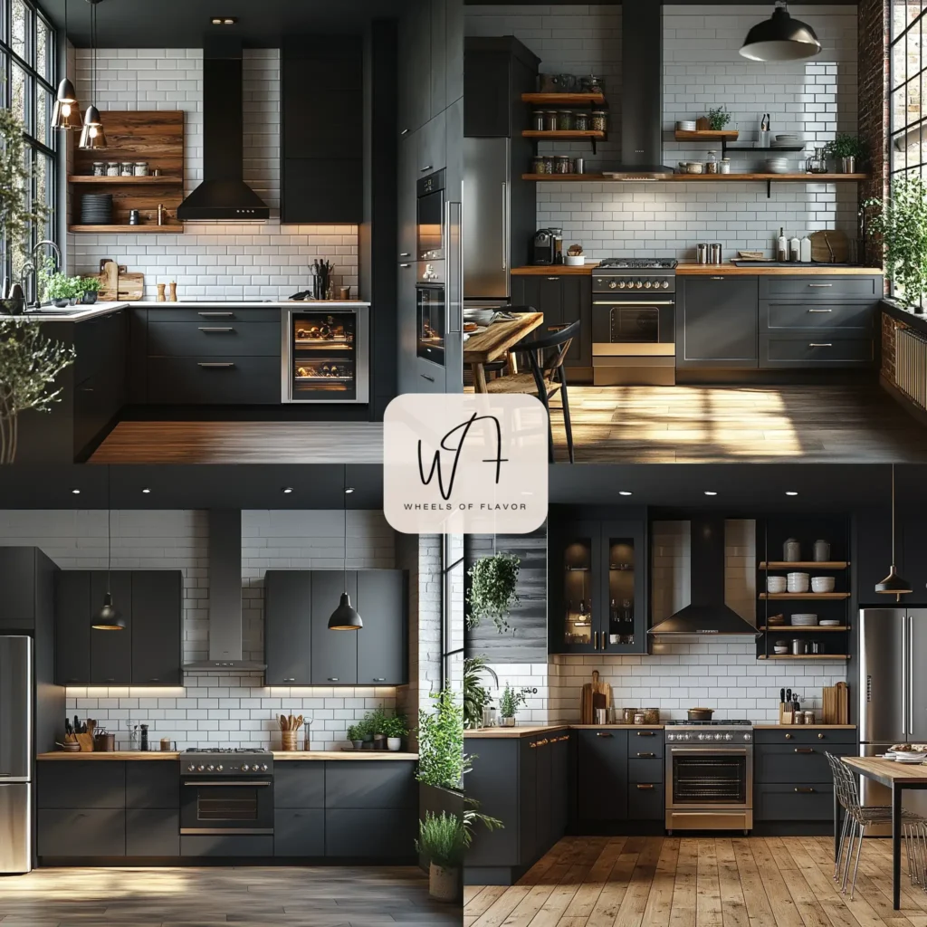Charcoal gray trendy cabinet color palettes in a modern kitchen