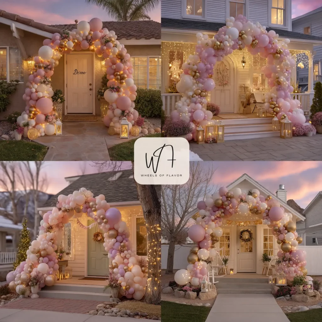 Colorful balloon arch for surprise party decor at home