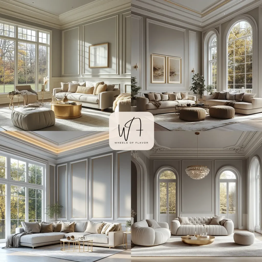 Elegant living room with wall trim and molding