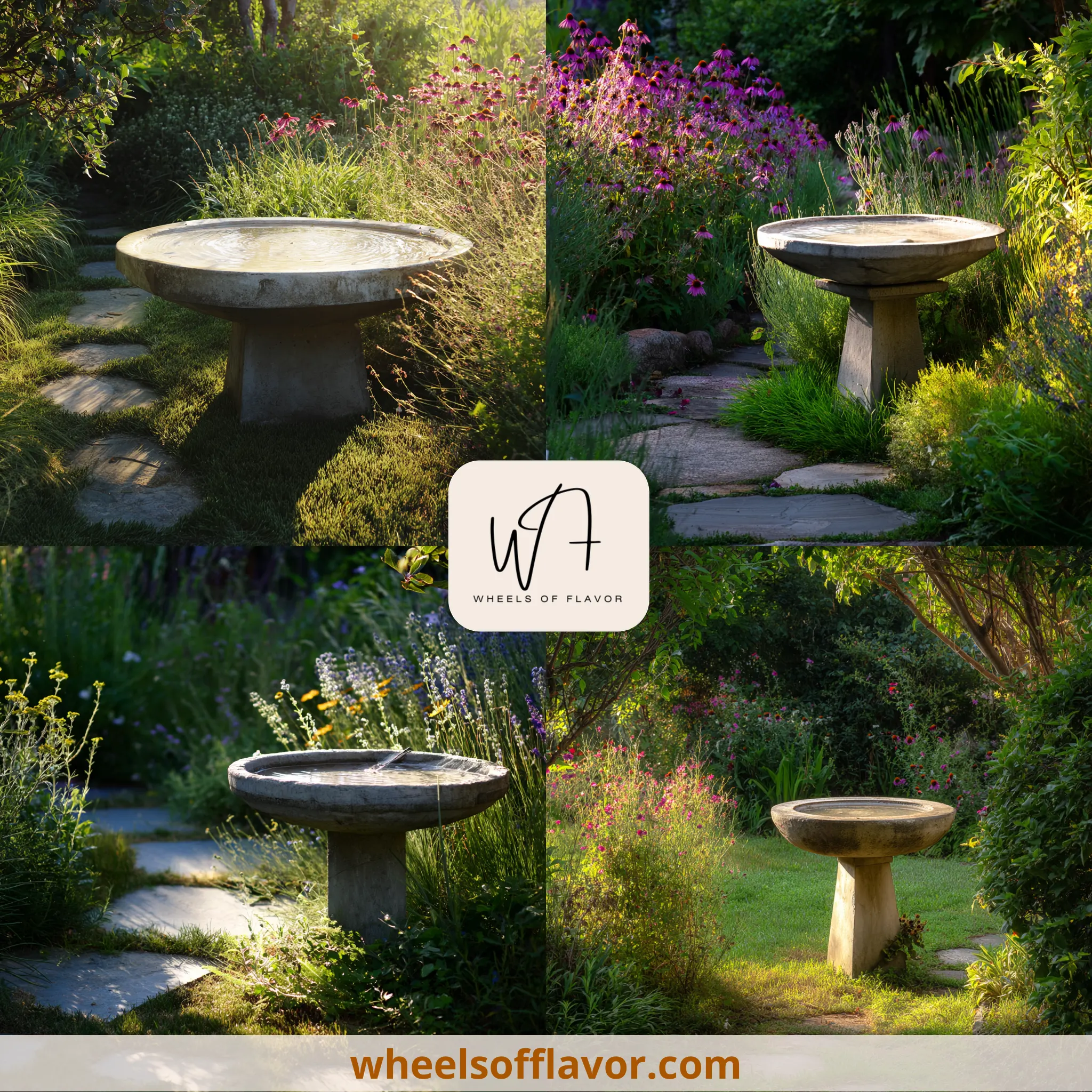 clean concrete birdbath