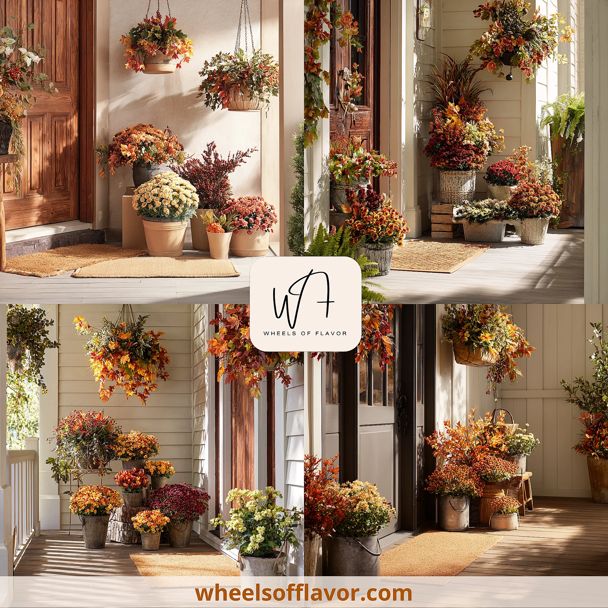 fall planters front porches fake flowers