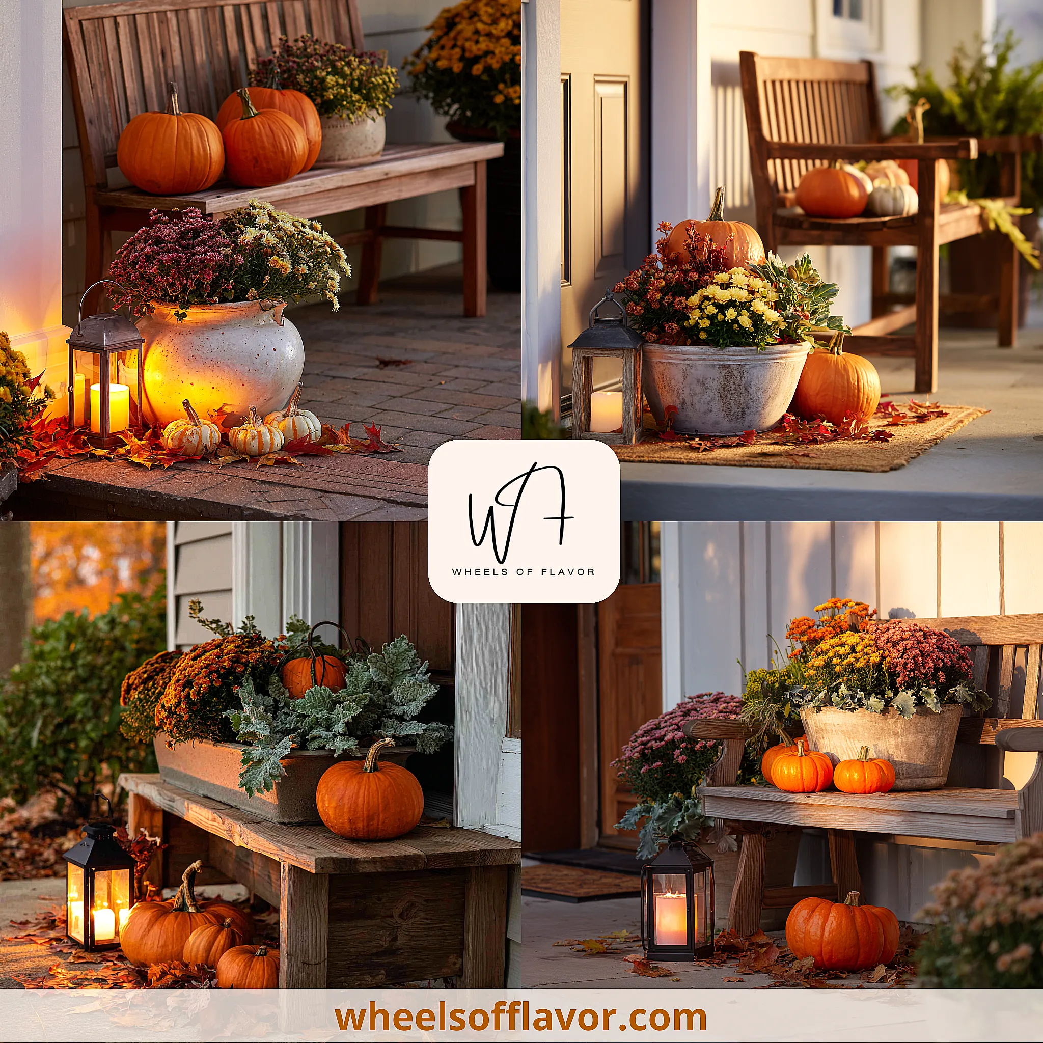 fall planters with pumpkins