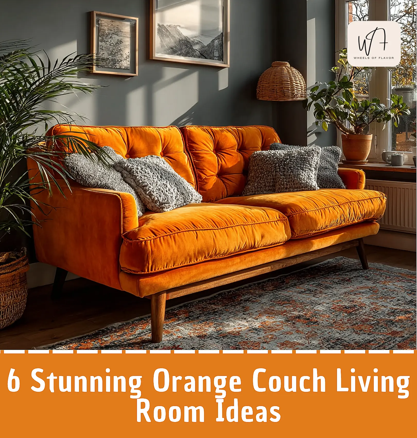orange couch living room