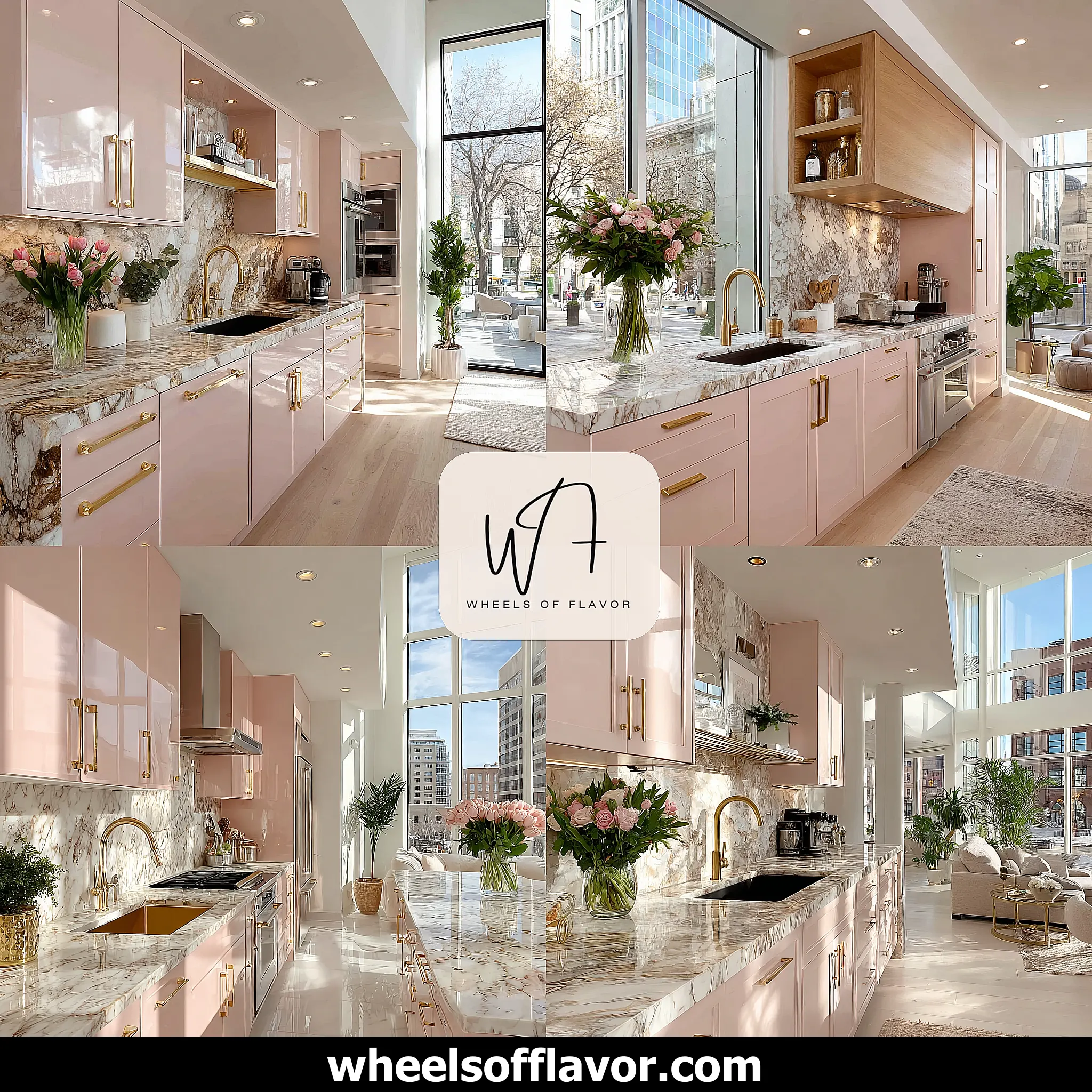 pink kitchen cabinets