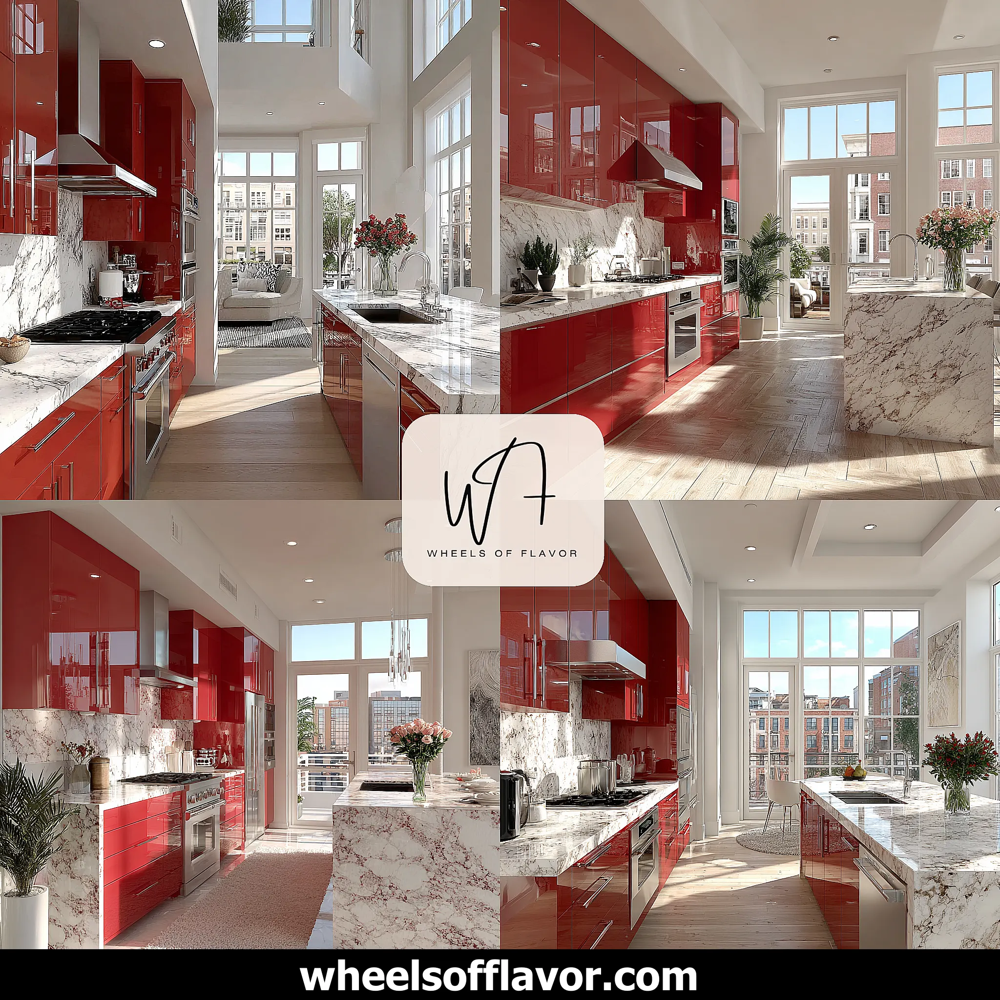 red kitchen cabinets