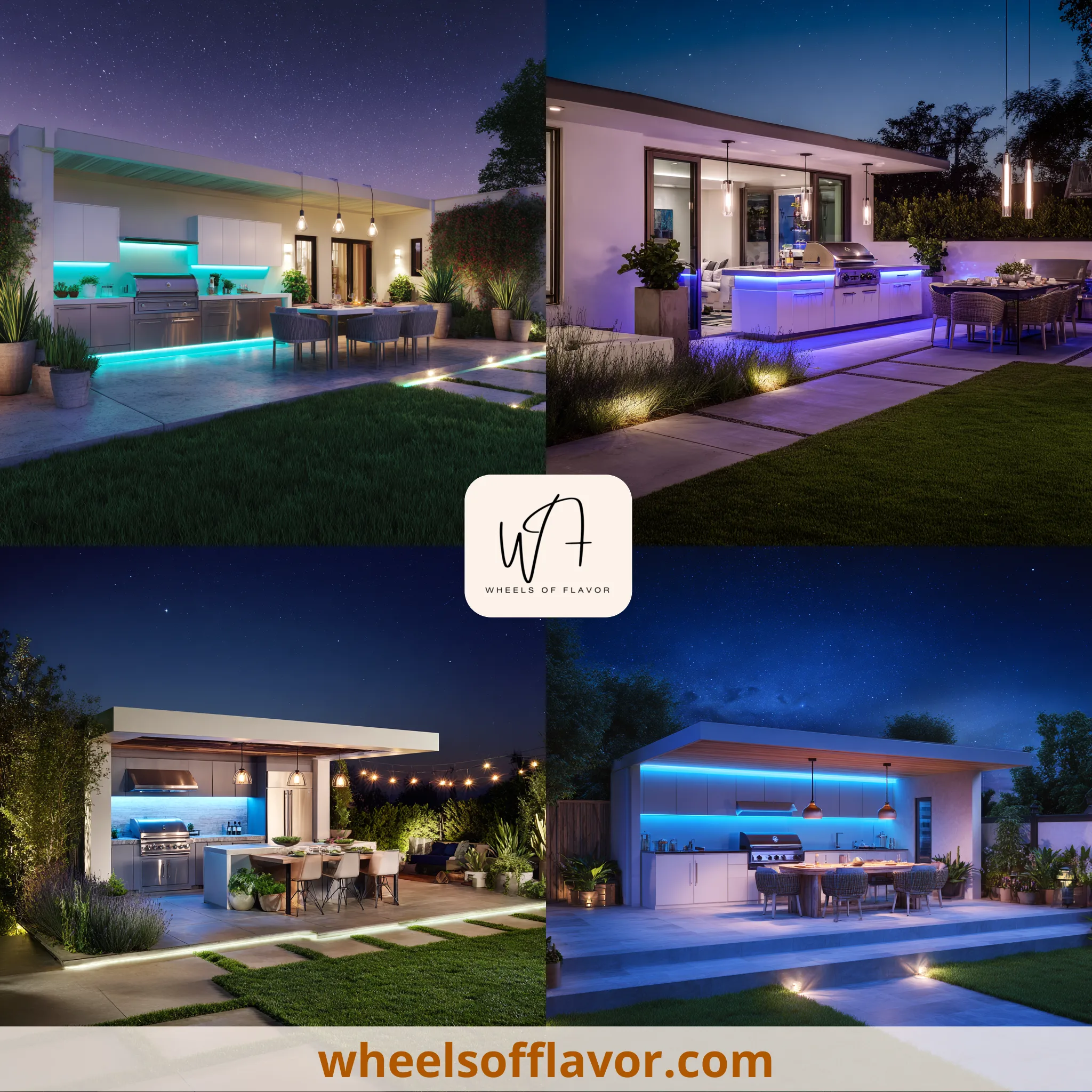 outdoor kitchen with led lights