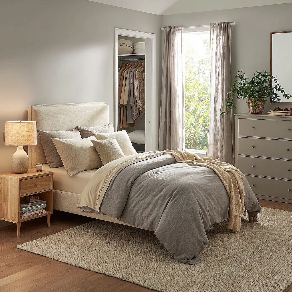 bedroom ideas beige and grey