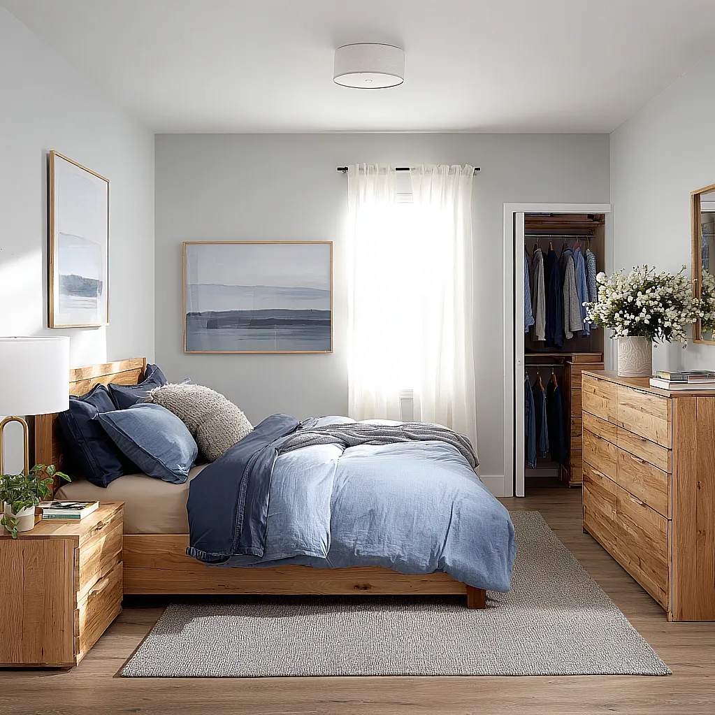 bedroom ideas blue and gray