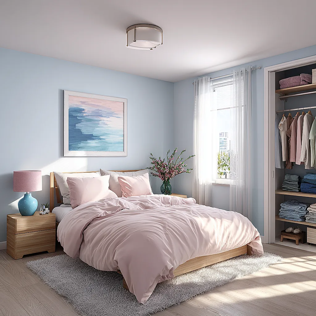 bedroom ideas blue and pink