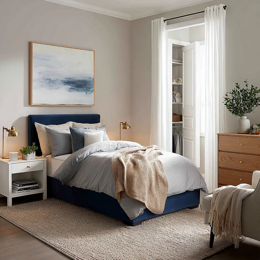 bedroom ideas blue bed