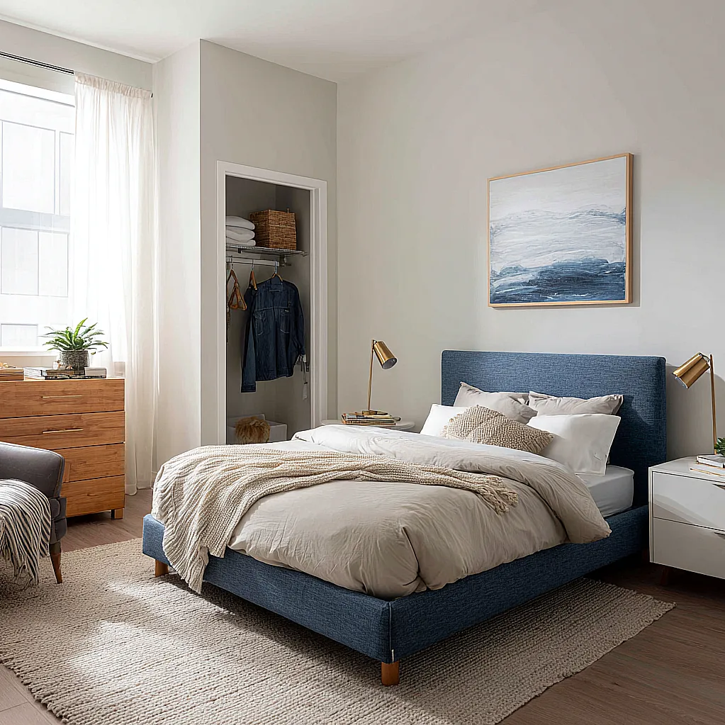 bedroom ideas blue bed