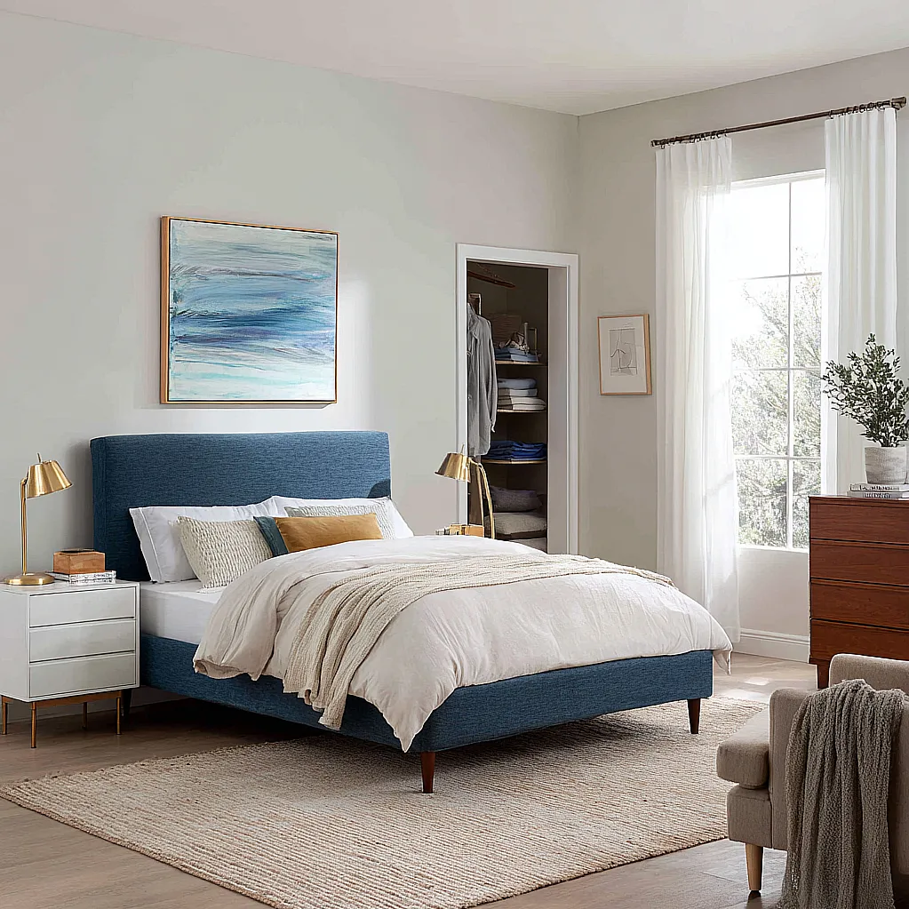 bedroom ideas blue bed