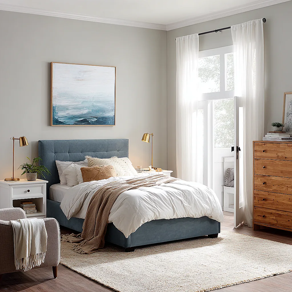 bedroom ideas blue bed