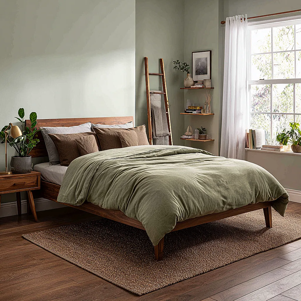 bedroom ideas brown and green