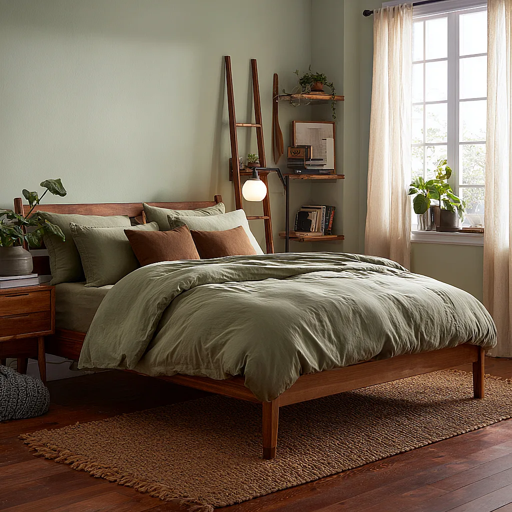 bedroom ideas brown and green