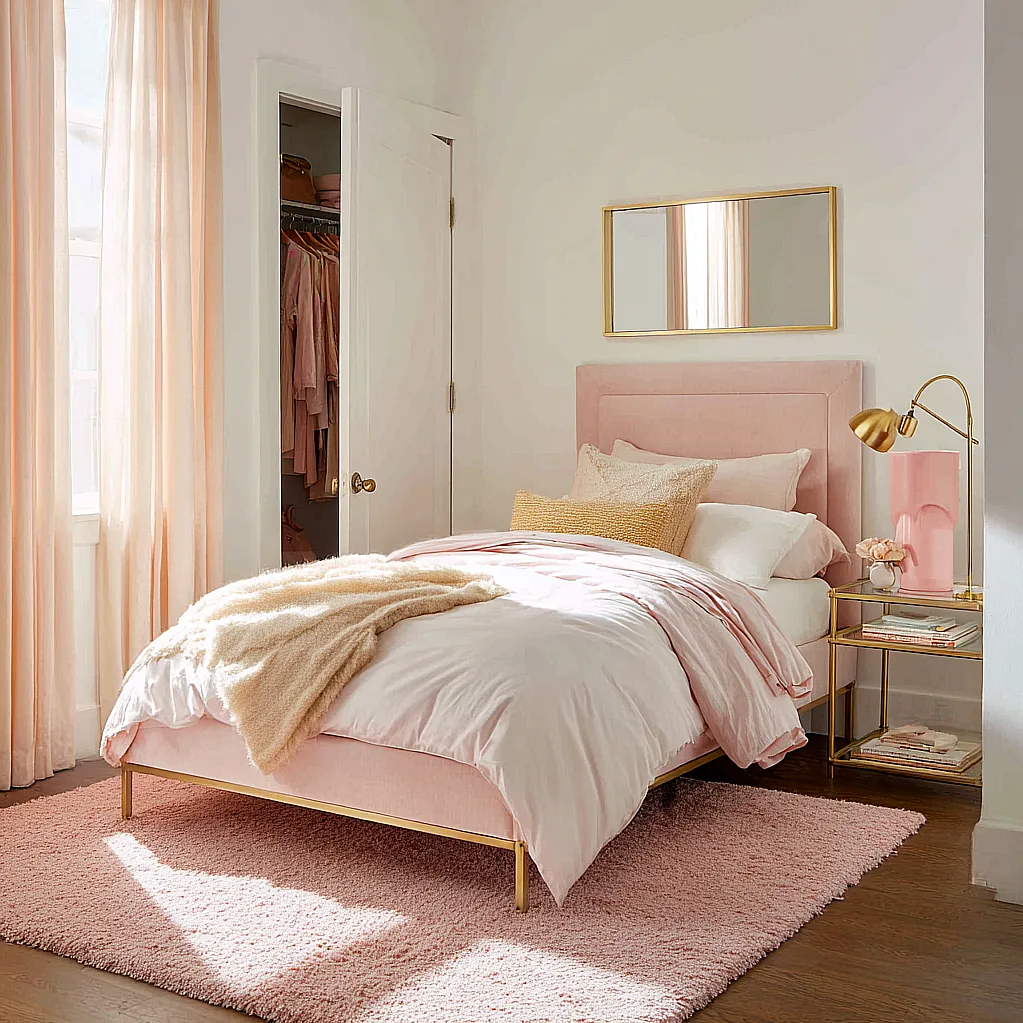 bedroom ideas gold and pink