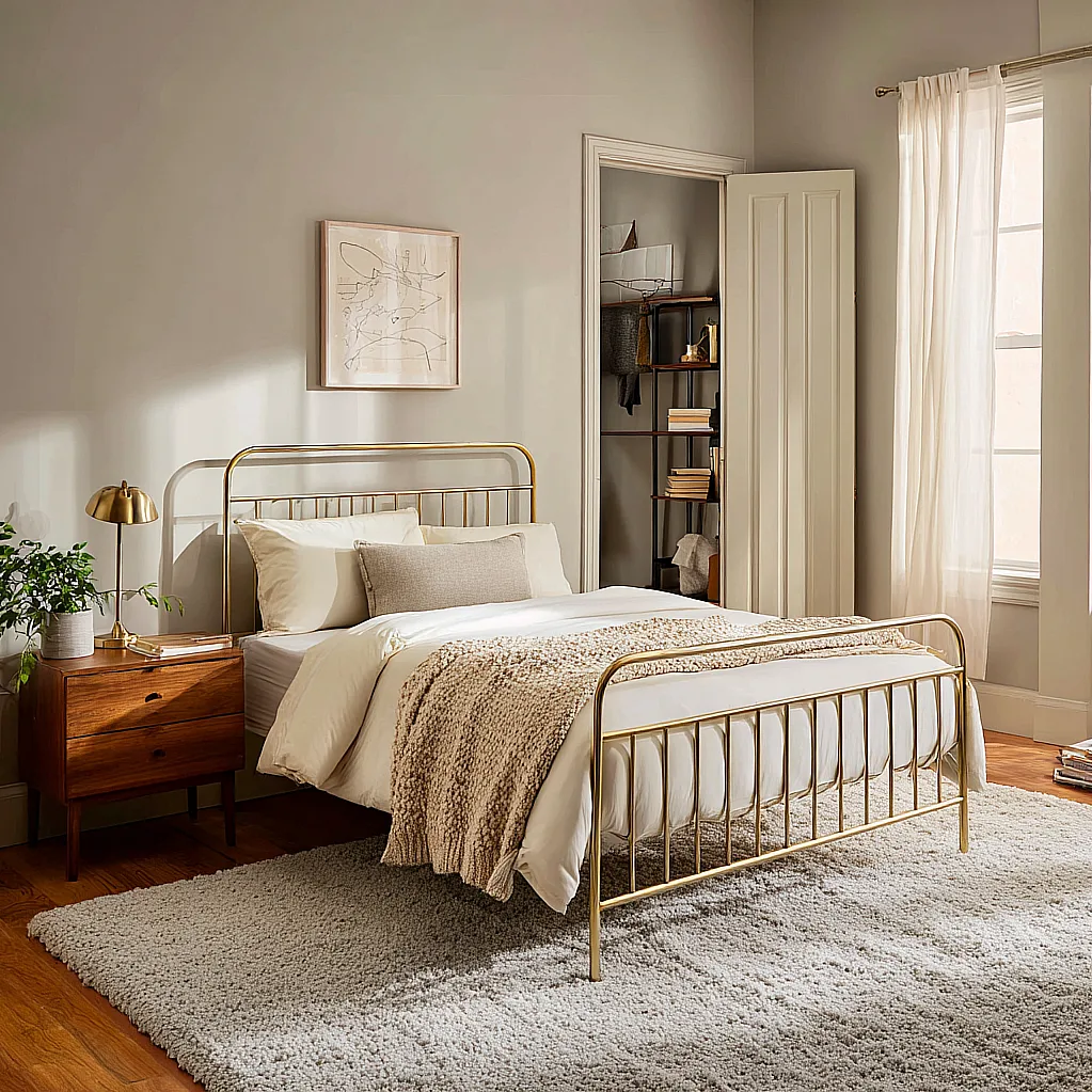 bedroom ideas gold bed