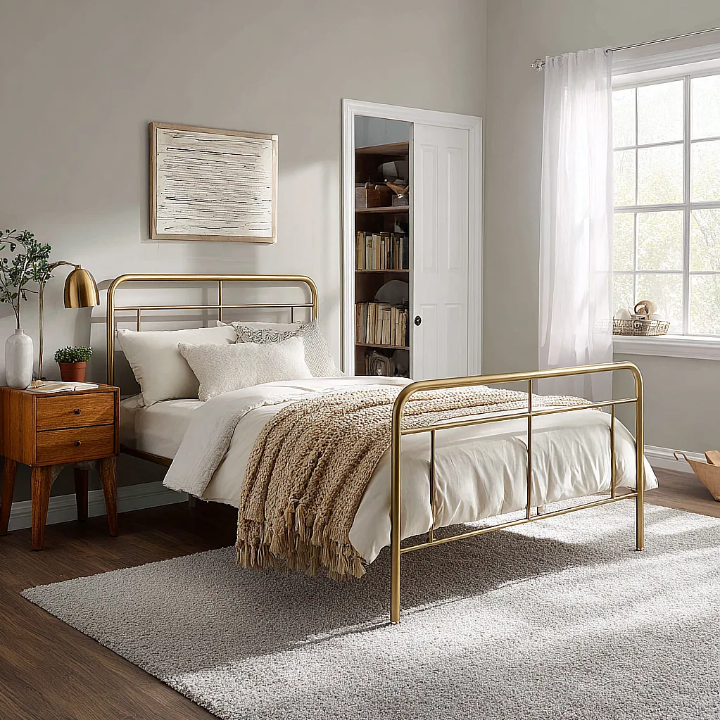 bedroom ideas gold bed