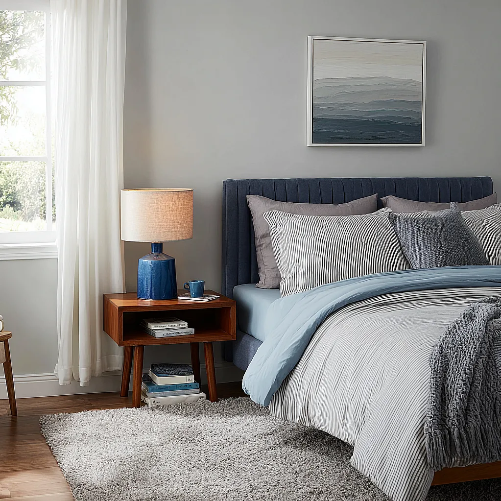 bedroom ideas gray and blue
