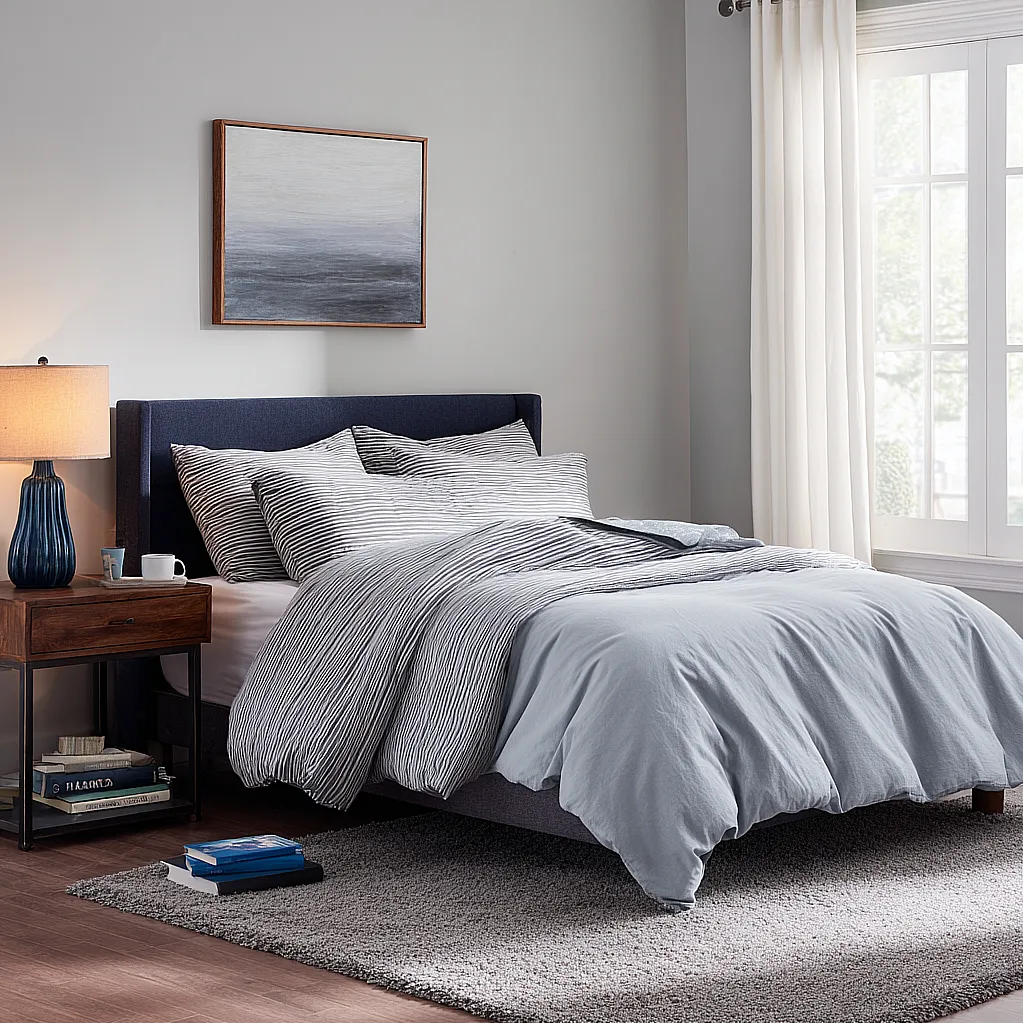 bedroom ideas gray and blue