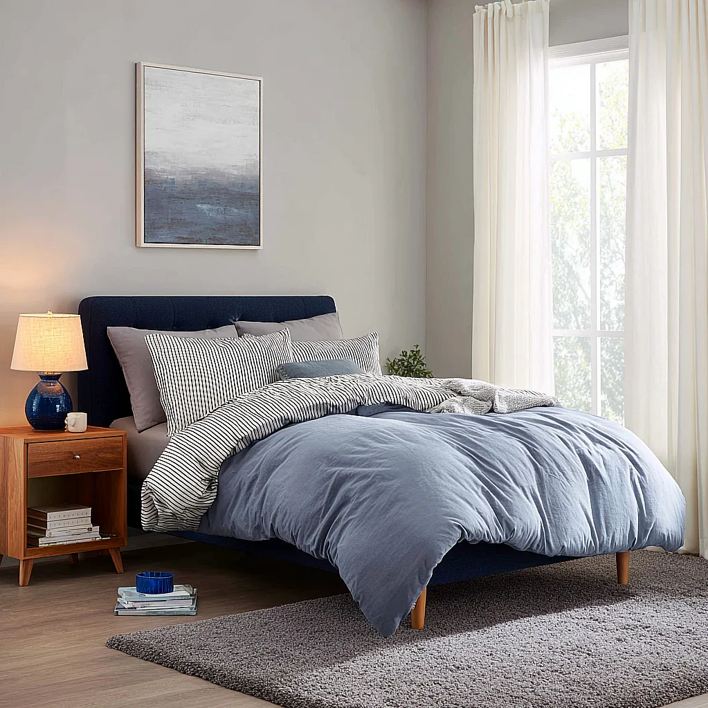 bedroom ideas gray and blue