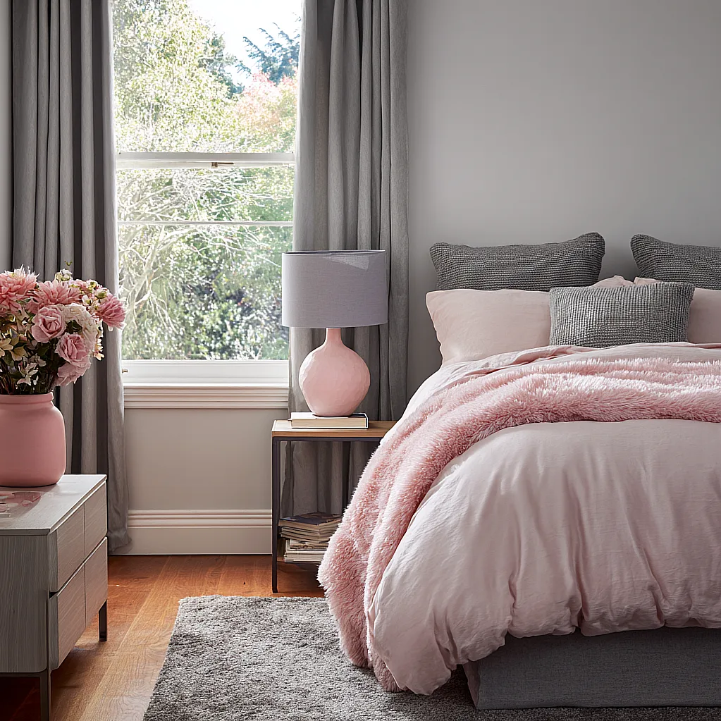 bedroom ideas gray and pink