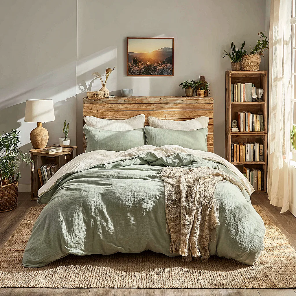 bedroom ideas green comforter