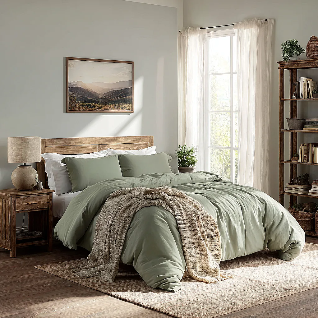 bedroom ideas green comforter