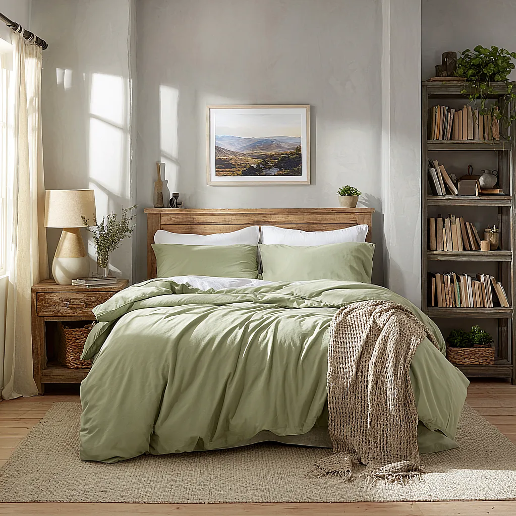 bedroom ideas green comforter